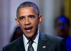 FILE - In this April 14, 2015 file photo, President Barack Obama speaks in the East Room of the White House in Washington. A compromise between Congress and President Barack Obama on Iran marks a rare moment of cooperation, keeping alive Obama's hopes of a legacy-building nuclear deal and sparing him, for now, the sight of Congress overriding a veto.  (AP Photo/Carolyn Kaster, File)