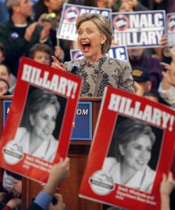 FILE - In this Jan. 8, 2008 file photo, supporters cheer as Democratic presidential hopeful Sen. Hillary Rodham Clinton, D-N.Y., takes the stage  in Manchester, N.H. after her Democratic primary win in the state. "A campaign is like the world's longest job interview, and even though most of us like to think that we're being our natural selves when we interview for a new job, it's only human nature to self-edit ourselves and try to make the best possible impression," says Schnur, director of the University of Southern Californias political institute. (AP Photo/Jim Cole, File)