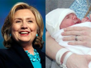 This combination of file photos shows Hillary Rodham Clinton, left, and Charlotte Mezvinsky. This is name-dropping season for the 2016 presidential hopefuls, part of a not-so-subtle effort to boost their own appeal by borrowing from the luster of others. Clinton says of her granddaughter, "Unfortunately, too few of the children born in the United States and around the world today will grow up with the same opportunities as Charlotte. You shouldn't have to be the granddaughter of a president or a secretary of state to receive excellent health care, education, enrichment, and all the support and advantages that will one day lead to a good job and a successful life." (AP Photo)