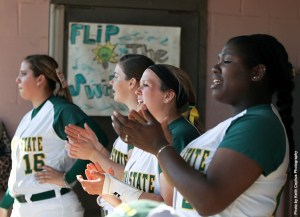 Team cheering in the dug out
