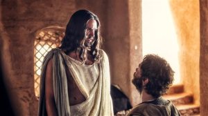 In this image released by NBC, Juan Pablo Di Pace portrays Jesus, left, and Johannes Haukur Johannesson portrays Thomas in a scene from "A.D. The Bible Continues." The first of the 10 episodes airs on Easter, picking up where its predecessor, the wildly popular The Bible series from the History Channel left off and going on to tell the story of what happened to Christs disciples after the crucifixion. (AP Photo/LightWorkers Media/NBC, Joe Alblas)