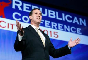 FILE - In this photo taken on May 21, 2015 file photo, former Pennsylvania Sen. Rick Santorum speaks at the Southern Republican Leadership Conference in Oklahoma City. He exceeded the political worlds expectations by scoring a second-place finish in the race for the Republican presidential nomination four years ago. Yet as he readies a second White House run, Santorum may struggle even to qualify for the debate stage in 2016. An aggressive advocate for conservative family values, the 57-year-old Republican is announcing his presidential intentions on Wednesday, May 27, 2015.  (AP Photo/Alonzo Adams, File)