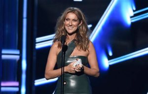 Celine Dion presents the award for top male artist at the Billboard Music Awards at the MGM Grand Garden Arena on Sunday, May 17, 2015, in Las Vegas. (Photo by Chris Pizzello/Invision/AP)