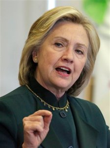 Democratic presidential candidate Hillary Rodham Clinton speaks to child care workers during a visit to the Center For New Horizons  Wednesday, May 20, 2015, in Chicago. (AP Photo/M. Spencer Green)