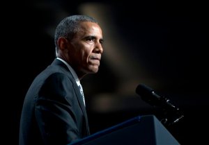 President Barack Obama pauses as he speaks about gun violence at the Annual Meeting of the U.S. Conference of Mayors in San Francisco, Friday, June 19, 2015. (AP Photo/Carolyn Kaster)