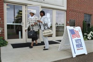 Voters exit the Hernando East precinct after casting their ballots in Tuesdays runoff election between Trent Kelly of Saltillo, and Walter Zinn Jr. of Pontotoc, on June 2, 2015. The runoff follows a special election on May 12 for North Mississippis vacant congressional seat filling the unexpired term of the late Alan Nunnelee. (Stan Carroll/The Commercial Appeal via AP)
