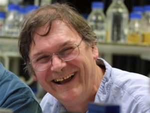 FILE - A Monday Oct. 8, 2001 photo from files of Dr. Tim Hunt, winner of the Nobel Prize for Medicine, in a laboratory in London. The Nobel Prize-winning British scientist has apologized Wednesday, June 10, 2015, for saying the "trouble with girls" working in science labs is that it leads to romantic entanglements and harms science. Tim Hunt made the comments at the World Conference of Science Journalists in South Korea, according to audience members. (AP Photo/Alastair Grant, File)
