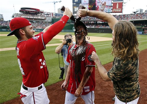 Nationals’ Max Scherzer celebrates his&nbsp;no-hitter