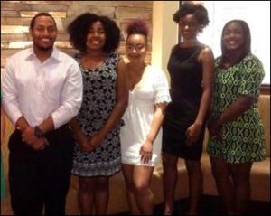 (From left) – HRBMP 2015 Scholarship Winners: Tykhari Coles, Kalynne Wilson, Ashanté Travis, Arriana McLymore and Alexis Platt (Not pictured are Morgan Golden and Alexis Whitted).
