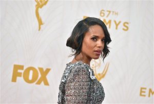 Kerry Washington arrives at the 67th Primetime Emmy Awards on Sunday, Sept. 20, 2015, at the Microsoft Theater in Los Angeles. (Photo by Jordan Strauss/Invision/AP)