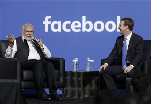 Modi touts social media, tech development in Facebook&nbsp;visit