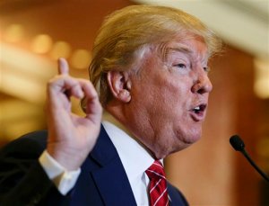 Republican presidential candidate Donald Trump talks about his tax plan during a news conference, Monday, Sept. 28, 2015, in New York. The Republican front-runner is calling for an overhaul of the tax code that would eliminate income taxes for millions of Americans, while lowering them for the highest-income earners and business.(AP Photo/Julie Jacobson)