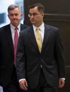 Bryan Pagliano, a former State Department employee who helped set up and maintain a private email server used by Hillary Rodham Clinton, arrives on Capitol Hill  in Washington, Thursday, Sept. 10, 2015, to give his deposition to a House panel on the Benghazi investigation. Pagliano will assert his constitutional right not to testify before any congressional committees, his lawyer says.  (AP Photo/Cliff Owen)