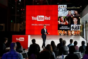 Robert Kyncl, YouTube Chief Business Officer, speaks as YouTube unveils "YouTube Red," a new subscription service including original programming, at YouTube Space LA offices Wednesday, Oct. 21, 2015, in Los Angeles. The service combines ad-free videos, new original series and movies from top YouTubers like PewDiePie, and on-demand unlimited streaming music for $10 a month. (AP Photo/Danny Moloshok)