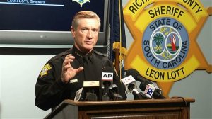 In this image taken from video, Richland County Sheriff Leon Lott speaks during a press conference in Columbia, S.C., Tuesday, Oct. 27, 2015. Lott suspended Ben Fields, a senior deputy with the Richland County Sheriffs Department, without pay after a video showed Fields forcibly removing a student who refused to leave her high school math class at Spring Valley High School. (AP Photo/Alex Sanz)