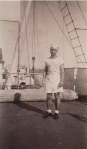 This 1940 photo provided by Jan Thompson shows her father Robert Thompson onboard submarine tender USS Canopus off the Philippine Islands. In 1942, Robert Thompson was taken to Japanese POW camps from the Philippines. As a child, filmmaker Jan Thompson wondered why her father would not talk about his experiences as a World War II veteran. She was angry when she finally learned about his suffering as a prisoner of war of Japan, and then started to speak up for him and his comrades. It took Thompson, a three-time Emmy-award-winning documentary director, 22 years to craft a film telling their survival stories in the 2013 film Never the Same, and just as long for her to find a measure of peace. With that change of heart, shes now embarking on a new film project that explores reconciliation between descendants of those on both sides of the war. (Jan Thompson via AP)