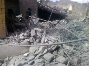 This image taken on Oct. 27, 2015 and released by Médecins Sans Frontières, shows the aftermath of an airstrike on a hospital in Saada province, Yemen. Airstrikes by the Saudi-led coalition targeting rebels in Yemen have destroyed a small hospital run by Doctors Without Borders in the northern province of Saada, although there were no deaths and only one injury, the aid group said Tuesday. (Médecins Sans Frontières via AP)