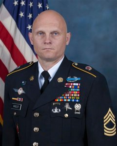 This photo provided by the U.S. Army shows Master Sgt. Joshua Wheeler. Wheeler. A spokesman for the U.S.-led coalition in Iraq has identified the commando killed in a raid against the Islamic State group in northern Iraq as Master Sgt. Joshua Wheeler.  (US Army via AP)