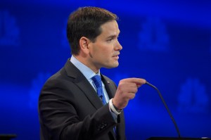 Marco Rubio makes a point during the CNBC Republican presidential debate at the University of Colorado, Wednesday, Oct. 28, 2015, in Boulder, Colo. (AP Photo/Mark J. Terrill)