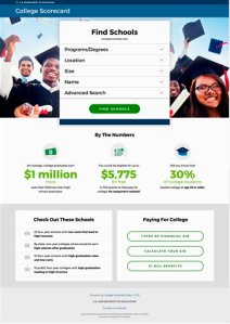 This image provided by the Education Department shows part of a new web page that will help students choose the right college. Sharply scaling back plans for a government-run college rating system, President Barack Obama is now trumpeting a redesigned online tool that will give students and their parents information about costs, student loans and other data to help them choose among the nations colleges and universities. (Education Department via AP)