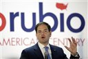 Republican presidential candidate Marco Rubio speaks during a campaign rally at the Utah State Fairpark Monday, Oct. 19, 2015, in Salt Lake City. (AP Photo/Rick Bowmer)