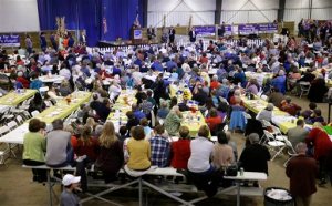 Democratic presidential candidate Hillary Rodham Clinton speaks at the Central Iowa Democrats Fall Barbecue Sunday, Nov. 15, 2015, in Ames, Iowa. (AP Photo/Charlie Neibergall)