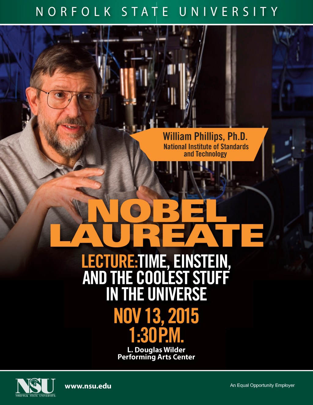 Physics Nobel Laureate to Speak at NSU about  ‘Time, Einstein and the Coolest Stuff in the&nbsp;Universe’