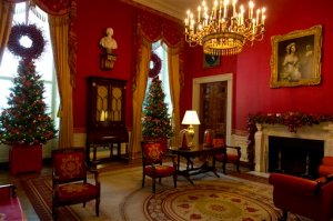 The Red Room is decorated for the holidays during a preview of the 2015 holiday decor at the White House in Washington, Wednesday, Dec. 2, 2015. (AP Photo/Carolyn Kaster)