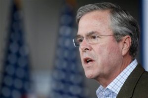 Republican presidential candidate and former Florida Gov. Jeb Bush speaks in the atrium at the Sullivan Brothers Iowa Veterans Museum during a campaign stop Tuesday, Dec. 1, 2015, in Waterloo, Iowa. (Matthew Putney/The Courier via AP) MANDATORY CREDIT