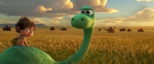 This image released by Pixar-Disney shows Spot, voiced by Jack Bright, left, and Arlo, voiced by Raymond Ochoa, in a scene from "The Good Dinosaur." (Pixar-Disney via AP)