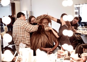 In this Oct. 4, 2015 photo, David Alan Grier is fitted for his role as The Cowardly Lion in "The Wiz Live!" in New York. The show, airing Thursday, also stars 19-year-old newcomer Shanice Williams as Dorothy, Queen Latifah as the Wiz, Mary J. Blige as the Wicked Witch of the West, Ne-Yo as the Tin Man, Elijah Kelley as Scarecrow, Common as the Bouncer, Uzo Aduba as Glinda, Amber Riley as Addaperle, and Stephanie Mills as Auntie Em. (Paul Gilmore/NBC via AP)