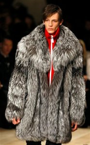 A model displays an outfit during the Men's Burberry Prorsum 2016 fashion show in London, Monday, Jan. 11, 2016. (AP Photo/Kirsty Wigglesworth)