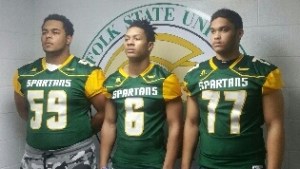 Pictured left to right: #6 - Tyre Givers-Wilson; #77 - Kenneth Kirby; #59 - Jordan Crockett (Photo by Thomas Wilson, used with permission)