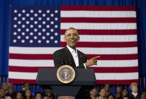 President Barack Obama speaks during a town hall at McKinley Senior High School in Baton Rouge, La., Thursday, Jan. 14, 2016. After giving his State of the Union address, the president is traveling to tout progress and goals in his final year in office. (AP Photo/Carolyn Kaster)