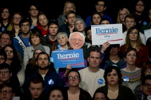 The crowd listens to Democratic presidential candidate Sen. Bernie Sanders, I-Vt., at a campaign event on the campus of Luther College Sunday, Jan. 24, 2016, in Decorah, Iowa. (AP Photo/Jae C. Hong)