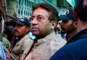FILE - In this Saturday, April 20, 2013 file photo, Pakistan's former President and military ruler Pervez Musharraf arrives at an anti-terrorism court in Islamabad, Pakistan. A court on Monday, Jan. 18, 2016 has acquitted Musharraf from murder case involving the killing of a nationalist leader, Akbar Bugti, who had died in a military operation. (AP Photo/Anjum Naveed, File)