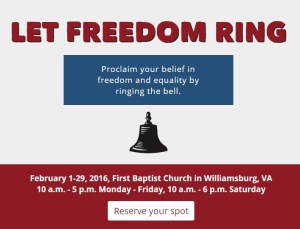 For more information or to reserve a time to ring the bell at the First Baptist Church, visit https://www.letfreedomringchallenge.org.