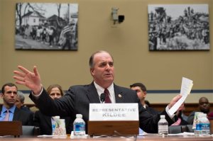 CORRECTS DAY TO WEDNESDAY - Rep. Dan Kildee, D-Mich. testifies on Capitol Hill in Washington, Wednesday, Feb.  3, 2016, before the House Oversight and Government Reform Committee hearing to examine the ongoing situation in Flint, Mich. Flint is under a public health emergency after its drinking water became tainted when the city switched from the Detroit system and began drawing from the Flint River in April 2014 to save money. The city was under state management at the time.   (AP Photo/Molly Riley)