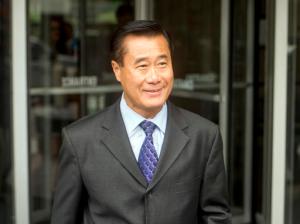 FILE - In this July 31, 2014 file photo, California state Sen. Leland Yee, D-San Francisco, leaves federal court in San Francisco. The former California state senator Yee is expected to be sentenced Wednesday, Feb. 24, 2016, after acknowledging in a plea deal that he accepted thousands of dollars in bribes and discussed helping an undercover FBI agent buy automatic weapons from the Philippines. Yees attorneys have called for no more than five years and three months behind bars, saying Yee has a history of public service and his wife is ill. (AP Photo/Noah Berger, File)