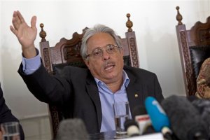 Paulo Gadelha, president of the Oswaldo Cruz Foundation, Brazils premier state-run research institute for tropical diseases, speaks during a press conference in Rio de Janeiro, Brazil, Friday, Feb. 5, 2016. Active Zika virus has been found in urine and saliva samples, Gadelha said, cautioning that that further study is needed to determine whether the mosquito-borne virus in those body fluids is capable of infecting people. Gadelha recomended that pregnant women avoid kissing and sharing cutlery, glasses and plates with people who have symptoms of the virus. (AP Photo/Silvia Izquierdo)