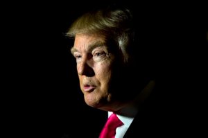Republican presidential candidate Donald Trump speak with a members of the media Tuesday, Feb. 2, 2016, in Manchester, N.H. (AP Photo/Matt Rourke)
