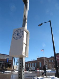 FILE - This Thursday, Jan. 21, 2016 file photo shows a parking ticket collection box in Gillette saying the northeastern Wyoming coal town is the "Energy Capitol of the Nation." Worries about the economy here run high. Coals been hit hard by bankruptcies, new pollution rules and the decline of a once-promising export market, and now, the federal governments blocking of new coal sales has left people in places like Gillette, in a rare mood: Pessimistic. (AP Photo/Mead Gruver, File)