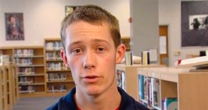 In this image made from video and provided by WMAR-TV, in Baltimore, David Eisenhauer conducts an interview discussing his athletic and academic aspirations for a weekly feature on high school athletes in the Baltimore area. Now the subject of shocking murder charges. Eisenhauer, an 18-year-old freshman engineering student and distance runner at Virginia Tech, is jailed without bond on charges of kidnapping and fatally stabbing a 13-year-old girl. (WMAR-TV via AP)