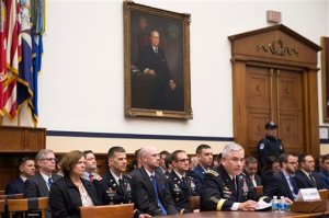 Army Gen. John Campbell, commander, Operation Resolute Support U.S. Forces, testifies on Capitol Hill in Washington, Tuesday, Feb. 2, 2016, before the House Armed Services Committee hearing: Afghanistan in 2016: The Evolving Security Situation and U.S. Policy, Strategy, and Posture." Campbell told the committee that most of the problems facing the Afghan security forces stem from poor leadership. (AP Photo/Molly Riley)