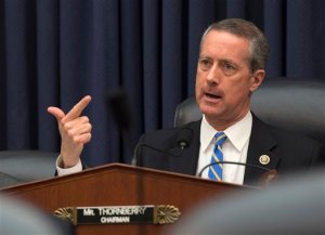 FILE - In this March 18, 2015, file photo, House Armed Services Committee Chairman Rep. Mac Thornberry, R-Texas speaks on Capitol Hill in Washington. House Republicans urging a steep increase in the Pentagons budget have received $10 million in campaign contributions over the course of their congressional careers from defense contractors that would benefit from higher levels of military spending. (AP Photo/Molly Riley, File)