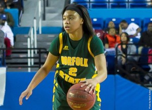 The Spartan women's basketball team, on a two-game winning streak, returns home for four of its final five regular-season games, beginning Saturday, Feb 12,  with a matchup with Morgan State on Alumni Day. Tip-off is at 4 p.m. at Echols Hall. The Bears have won four in a row and are in a three-way tie for first place in the conference, while the Spartans have put their rough start behind them with two straight victories. Photo from NSUSpartans.com. 