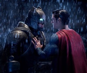 This image released by Warner Bros. Entertainment shows Ben Affleck as Batman, left, and Henry Cavill as Superman in a scene from, "Batman V. Superman: Dawn Of Justice." (Clay Enos/Warner Bros. Entertainment via AP)