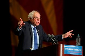 Democratic presidential candidate, Sen. Bernie Sanders, I-Vt., speaks at a campaign rally at the Phoenix Convention Center in Phoenix, Tuesday, March 15, 2016. (AP Photo/Ricardo Arduengo)