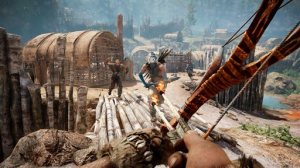 This image provided by Ubisoft shows a Stone Age explorer battling a rival tribe in the video game, "Far Cry Primal." (Ubisoft via AP)
