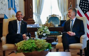 President Barack Obama meets with Argentine President Mauricio Macri, Wednesday, March 23, 2016, at the Casa Rasada in Buenos Aires, Argentina. (AP Photo/Pablo Martinez Monsivais)